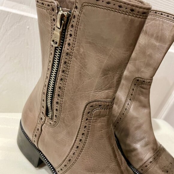 MARINA RINALDI MID CALF WESTERN BOOTS GREY DISTRESSED GRUNGE MADE IN ITALY SZ 35 - Picture 5 of 16